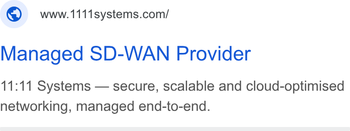 11:11 Systems ad on Google Ads