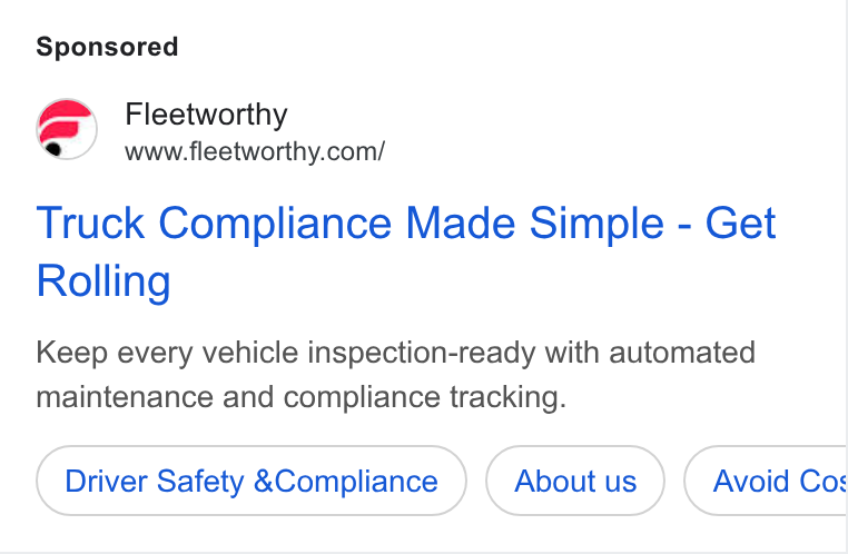 Bestpass ad on Google Ads: Truck Compliance Made Simple - Get Rolling Keep every vehicle inspection-ready with automated maintenance and compliance tracking. Driver Safety &Compliance Avoid Cos