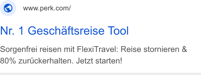 Yokoy ad on Google Ads: Nr. 1 Geschaftsreise Tool Sorgenfrei reisen mit Flexi Travel: Reise stornieren & 80% zur Uckerhalten. Jetzt starten!
