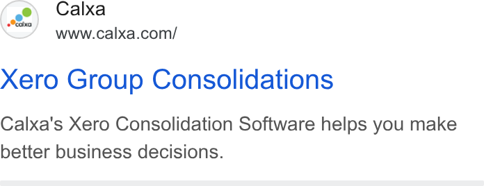 Calxa ad on Google Ads: Calxa Xero Group Consolidations Calxa's Xero Consolidation Software helps you make better business decisions.