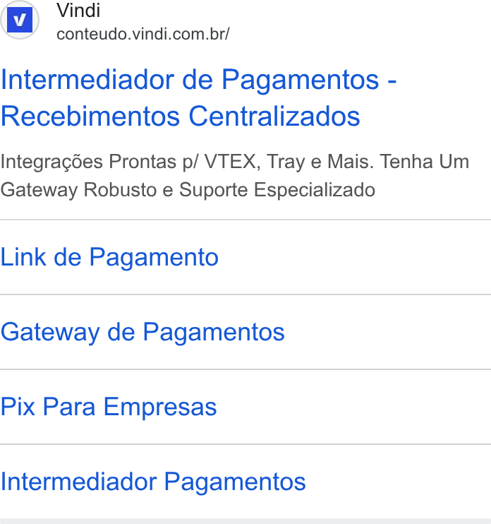 Vindi ad on Google Ads: Intermediador de Pagamentos - Recebimentos Centralizados Integragdes Prontas p/ VTEX, Tray e Mais. Tenha Um Gateway Robusto e Suporte Especializado Link de Pagamento Gateway de Pagamentos Pix Para Empresas Intermediador Pagamentos
