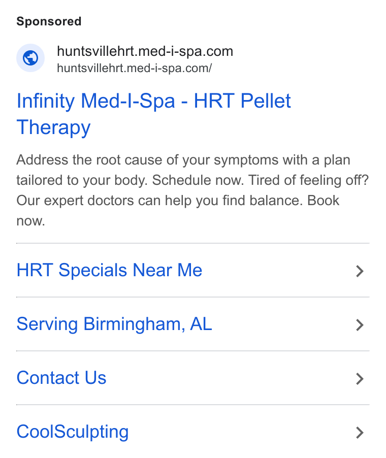 Infinity Med-I-Spa ad creative