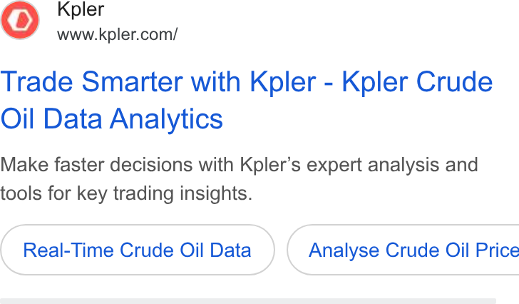 Kpler ad on Google Ads: Trade Smarter with Kpler - Kpler Crude Oil Data Analytics Make faster decisions with Kpler’s expert analysis and tools for key trading insights. Real-Time Crude Oil Data } ( Analyse Crude Oil Price