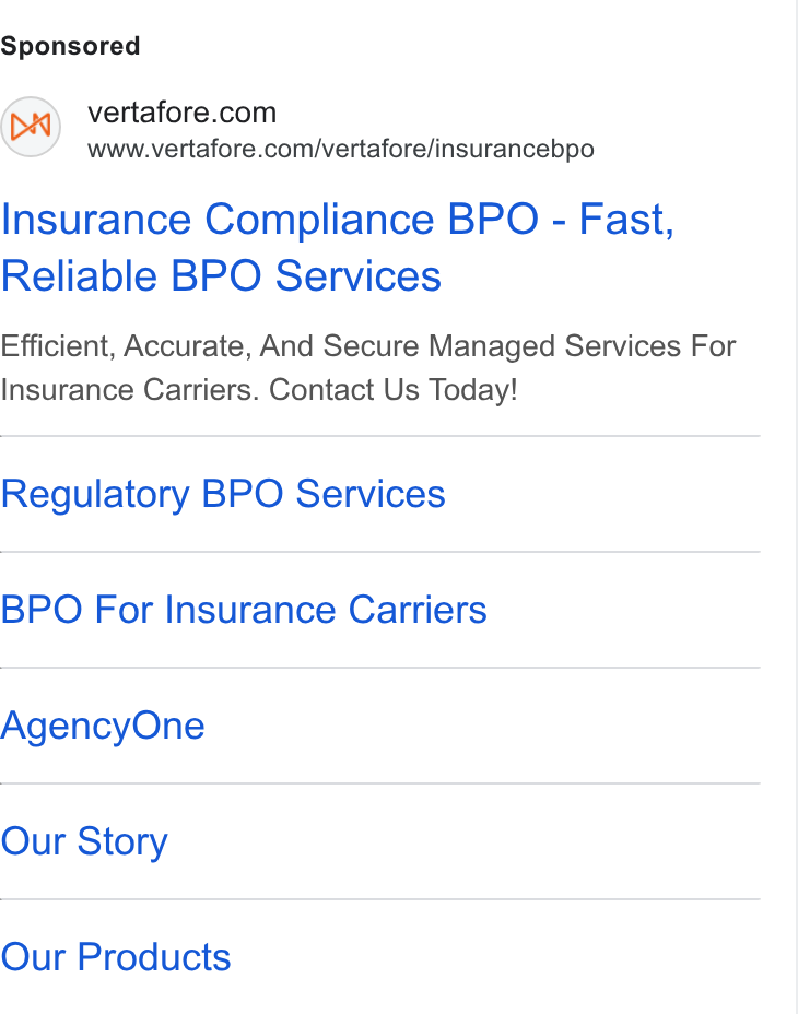 Vertafore ad on Google Ads: www.vertafore.com/vertafore/insurancebpo Insurance Compliance BPO - Fast, Reliable BPO Services Efficient, Accurate, And Secure Managed Services For Insurance Carriers. Contact Us Today! Regulatory BPO Services BPO For Insurance Carriers Agency One Our Story Our Products