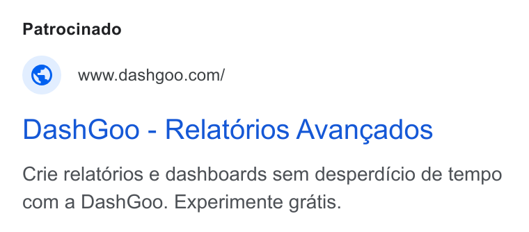 mLabs ad on Google Ads: Dash Goo - Relatorios Avancados Crie relatorios e dashboards sem desperdicio de tempo com a Dash Goo. Experimente gratis.