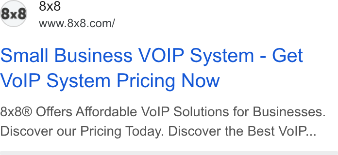 8x8 ad on Google Ads