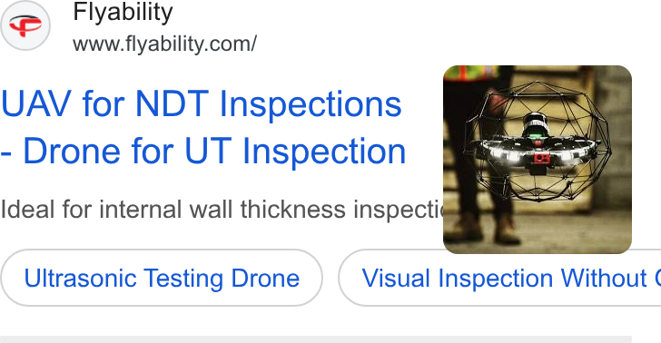Flyability ad on Google Ads: UAV for NDT Inspections Drone for UT Inspection