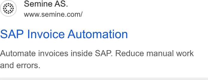 Semine ad on Google Ads: SAP Invoice Automation Automate invoices inside SAP. Reduce manual work and errors.