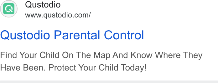 Qustodio ad on Google Ads: Qustodio Parental Control Find Your Child On The Map And Know Where They Have Been. Protect Your Child Today!