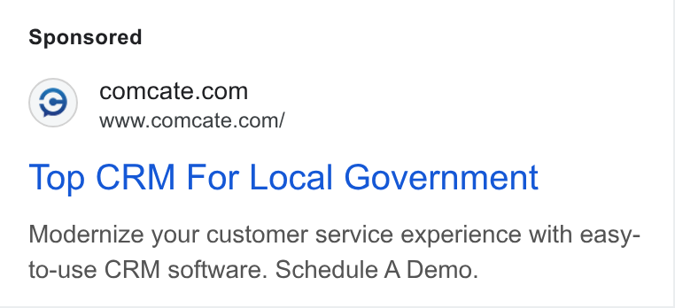 Comcate ad on Google Ads: www.comcate.com/ Top CRM For Local Government Modernize your customer service experience with easy- to-use CRM software. Schedule A Demo.