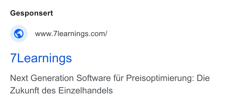 7Learnings ad on Google Ads: /7Learnings Next Generation Software fur Preisoptimierung: Die Zukunft des Einzelhandels