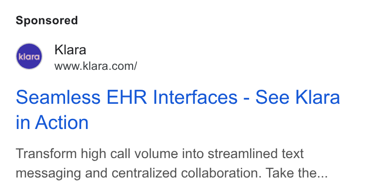 Klara ad on Google Ads: Seamless EHR Interfaces - See Klara in Action Transform high call volume into streamlined text messaging and centralized collaboration. Take the...