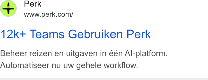 Yokoy ad on Google Ads: 12k+ Teams Gebruiken Perk Beheer reizen en uitgaven in één Al-platform. Automatiseer nu uw gehele workflow.