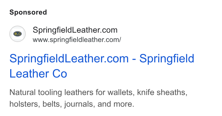 K&B Leather Co — Google Display Text Ad preview (264 days)