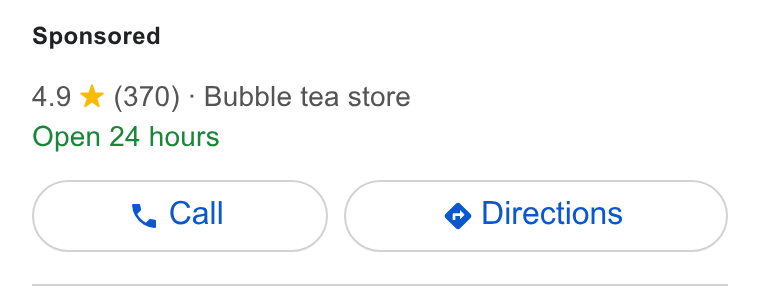 Snackpass ad on Google Ads: 4.9 *& (370) - Bubble tea store Open 24 hours