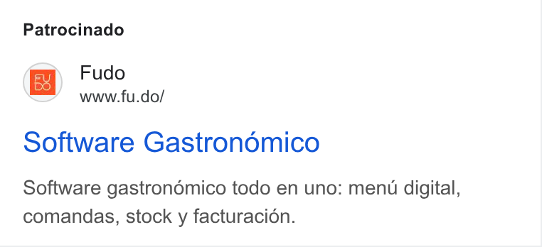 Fudo ad on Google Ads: Patrocinado Fudo www.fu.do/ Software Gastronomico Software gastrondémico todo en uno: menu digital, comandas, stock y facturacion.