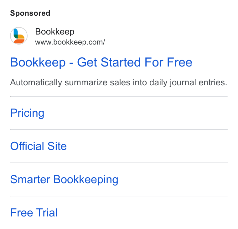 Bookkeep ad on Google Ads: Bookkeep - Get Started For Free Automatically summarize sales into daily journal entries. Pricing Official Site Smarter Bookkeeping Free Trial