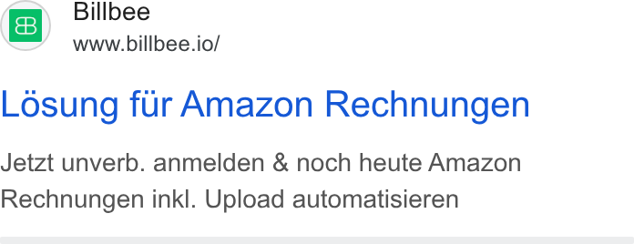 Billbee ad on Google Ads: Billbee www.billbee.io/ Losung fur Amazon Rechnungen Jetzt unverb. anmelden & noch heute Amazon Rechnungen inkl. Upload automatisieren