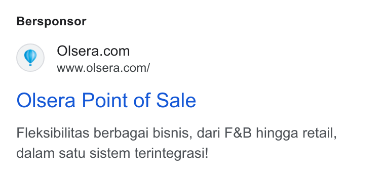 Olsera ad on Google Ads: www.olsera.com/ Olsera Point of Sale Fleksibilitas berbagai bisnis, dari F& B hingga retail, dalam satu sistem terintegrasi!