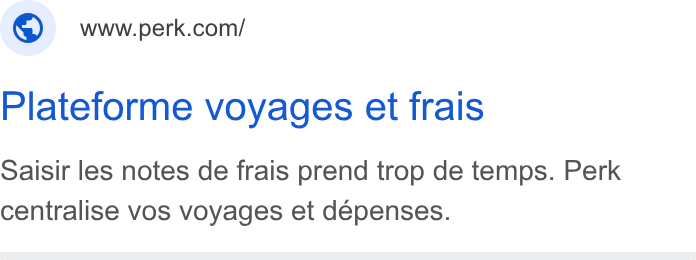Yokoy ad on Google Ads: Plateforme voyages et frais Saisir les notes de frais prend trop de temps. Perk centralise vos voyages et depenses.