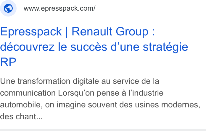 epresspack ad on Google Ads: Epresspack | Renault Group : découvrez le succes d'une strategie RP Une transformation digitale au service de la communication Lorsqu’on pense a |’industrie automobile, on imagine souvent des usines modernes, des chant...