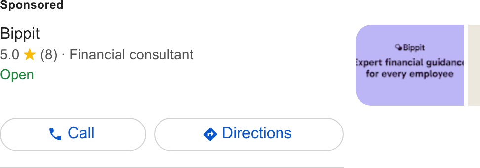 Bippit ad on Google Ads: Bippit 5.0 ¥ (8) - Financial consultant Open