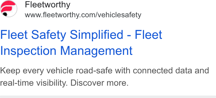 Bestpass ad on Google Ads: Fleet Safety Simplified - Fleet Inspection Management Keep every vehicle road-safe with connected data and real-time visibility. Discover more.