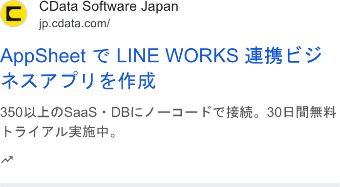 CData ad on Google Ads: App Sheet G LINE WORKS 3##€E 7 RAST!) HER 35041 EMSaa S - DBIXK/ —I— FF CH. 300i RF h K54 7 IR, nw