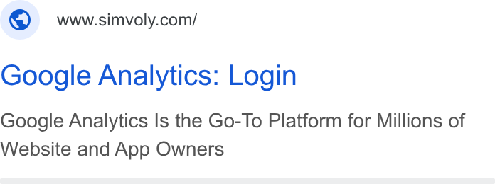 SIMVOLY ad on Google Ads: Google Analytics: Login Google Analytics Is the Go-To Platform for Millions of Website and App Owners