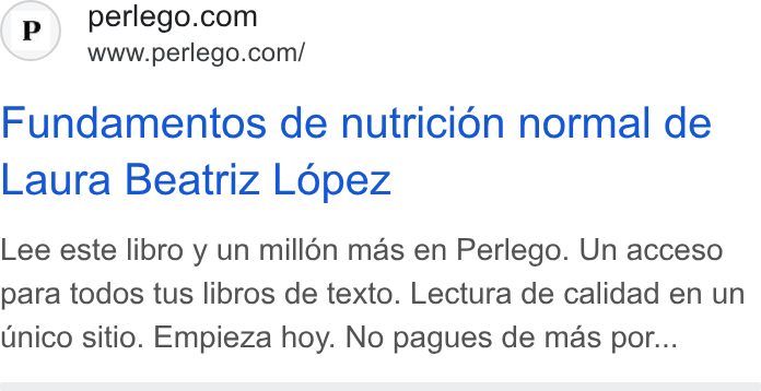 Perlego ad on Google Ads: www.perlego.com/ Fundamentos de nutricion normal de Laura Beatriz Lopez Lee este libro y un mill6n mas en Perlego. Un acceso para todos tus libros de texto. Lectura de calidad en un unico sitio. Empieza hoy. No pagues de mas por...