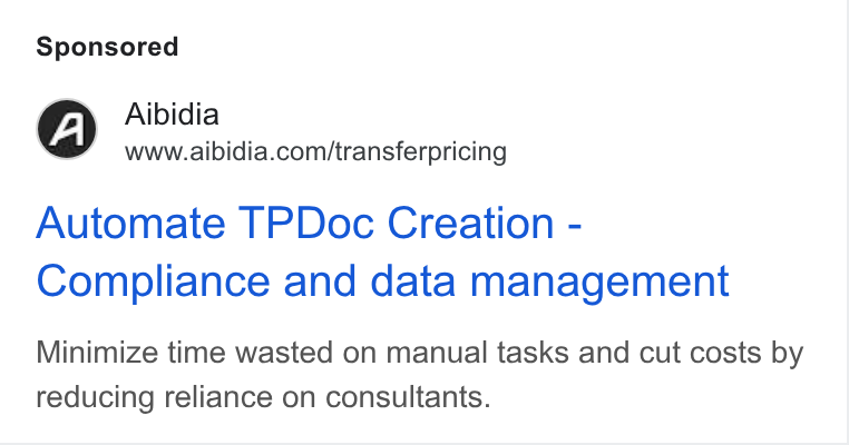 Aibidia ad on Google Ads: Automate TPDoc Creation - Compliance and data management Minimize time wasted on manual tasks and cut costs by reducing reliance on consultants.