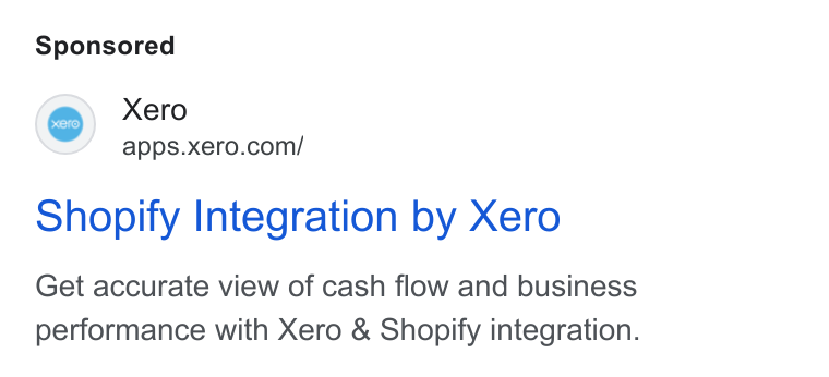 Xero ad on Google Ads: Shopify Integration by Xero Get accurate view of cash flow and business performance with Xero & Shopify integration.