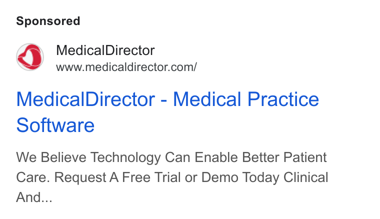 MedicalDirector ad on Google Ads: Medical Director - Medical Practice Software We Believe Technology Can Enable Better Patient Care. Request A Free Trial or Demo Today Clinical And...