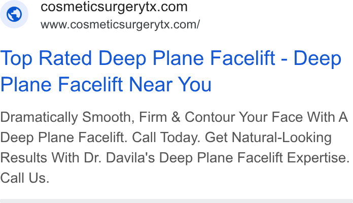 Houston Cosmetic Surgery Center ad creative