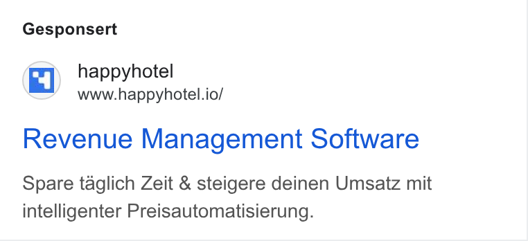 happyhotel ad on Google Ads: Gesponsert happyhotel www.happyhotel.io/ Revenue Management Software Spare taglich Zeit & steigere deinen Umsatz mit intelligenter Preisautomatisierung.
