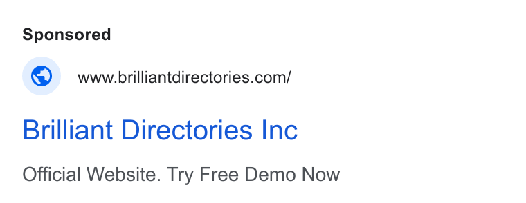Brilliant Directories ad on Google Ads: Brilliant Directories Inc Official Website. Try Free Demo Now