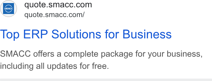 Arab Sea Information Systems ad on Google Ads: =2’ quote.smacc.com/ Top ERP Solutions for Business SMACC offers a complete package for your business, including all updates for free.