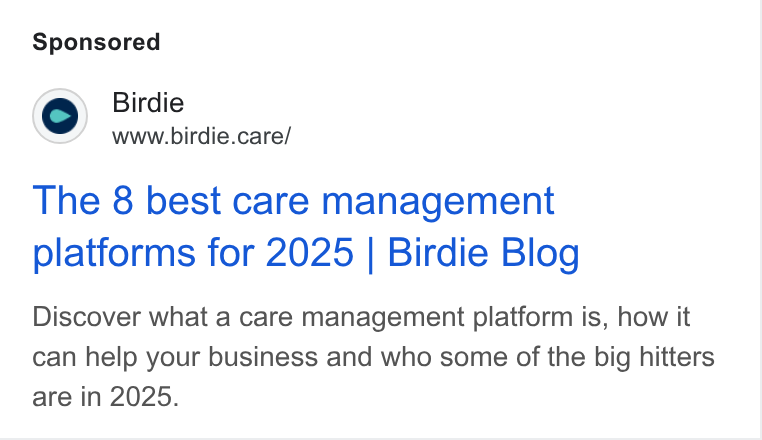 Birdie ad on Google Ads: Birdie ml www.birdie.care/ The 8 best care management platforms for 2025 | Birdie Blog Discover what a care management platform is, how it can help your business and who some of the big hitters are in 2025.