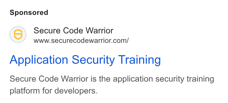 Secure Code Warrior ad on Google Ads: Application Security Training Secure Code Warrior is the application security training platform for developers.