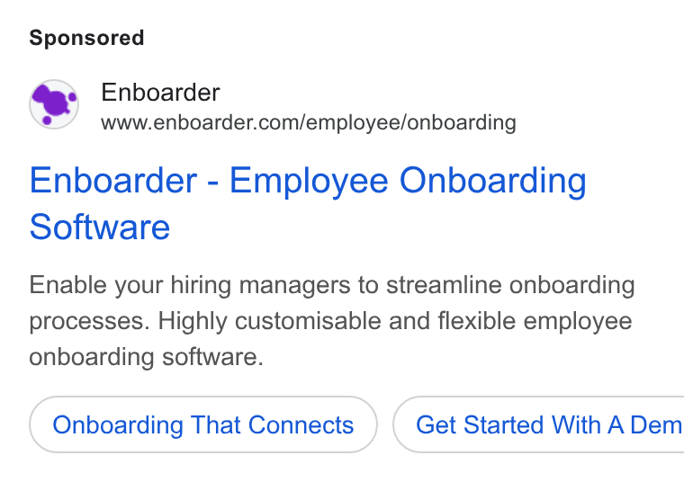 Enboarder ad on Google Ads: Enboarder - Employee Onboarding Software Enable your hiring managers to streamline onboarding processes. Highly customisable and flexible employee onboarding software. Onboarding That Connects }) ( Get Started With ADem