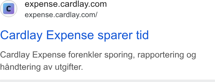 Cardlay ad on Google Ads: ~ expense.cardilay.com/ Cardlay Expense sparer tid Cardlay Expense forenkler sporing, rapportering og handtering av utgifter.