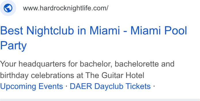 SevenRooms ad on Google Ads: Best Nightclub in Miami - Miami Pool Party Your headquarters for bachelor, bachelorette and birthday celebrations at The Guitar Hotel Upcoming Events - DAER Dayclub Tickets -