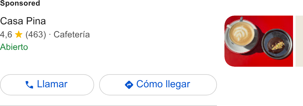 Fudo ad on Google Ads: Casa Pina 4,6 ¥ (463) - Cafeteria Abierto
