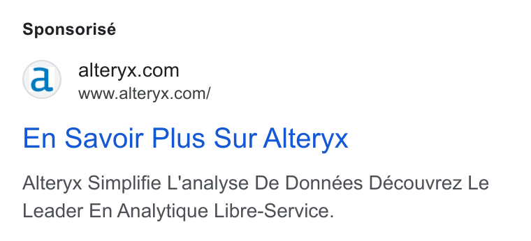 Alteryx ad on Google Ads: www.alteryx.com/ En Savoir Plus Sur Alteryx Alteryx Simplifie L'analyse De Données Découvrez Le Leader En Analytique Libre-Service.