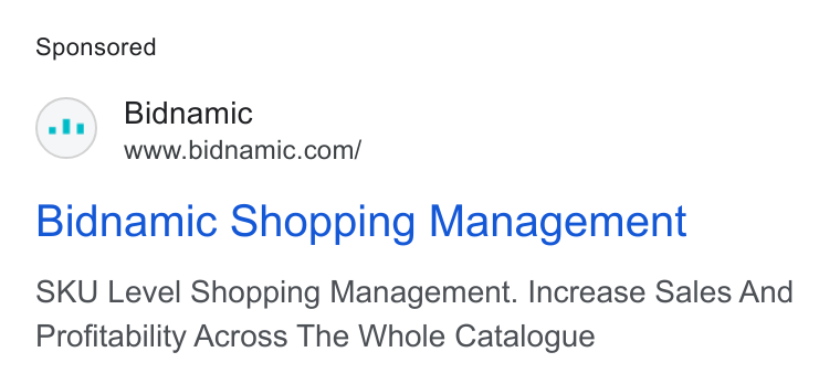 Bidnamic ad on Google Ads: Bidnamic Shopping Management SKU Level Shopping Management. Increase Sales And Profitability Across The Whole Catalogue