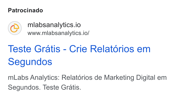 mLabs ad on Google Ads: Patrocinado mlabsanalytics.io www.mlabsanalytics.io/ Teste Gratis - Crie Relatérios em Segundos m Labs Analytics: Relatorios de Marketing Digital em Segundos. Teste Gratis.