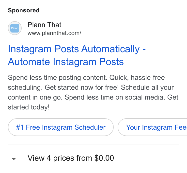 Plann ad on Google Ads: Instagram Posts Automatically - Automate Instagram Posts Spend less time posting content. Quick, hassle-free scheduling. Get started now for free! Schedule all your content in one go. Spend less time on social media. Get started today! #1 Free Instagram Scheduler } ( Your Instagram Fee View 4 prices from $0.00