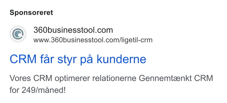 360 Business Tool ad on Google Ads: www.360businesstool.com/ligetil-crm CRM far styr pa kunderne Vores CRM optimerer relationerne Gennemteenkt CRM for 249/maned!