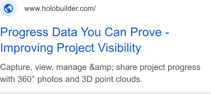 FARO Building Insights ad on Google Ads: Progress Data You Can Prove - Improving Project Visibility Capture, view, manage &amp; share project progress with 360° photos and 3D point clouds.