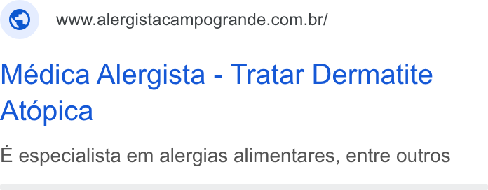 Amplimed ad on Google Ads: Medica Alergista - Tratar Dermatite Atopica E especialista em alergias alimentares, entre outros